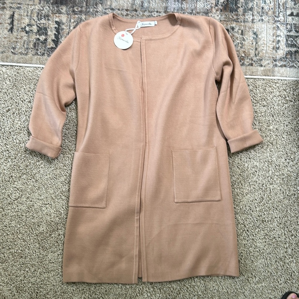 Caracalla XL camel color long cardigan.